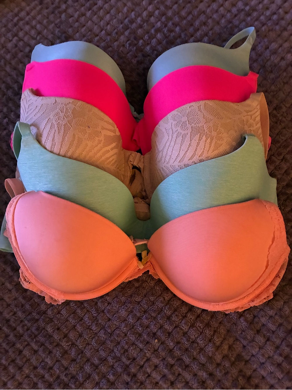 VICTORIA SECRET/PINK Push-Up Bra Set in Coral, Mint, Beige and Hot Pink🌸